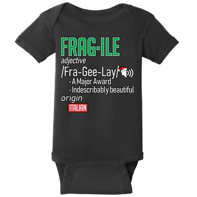 Funny Christmas Fragile Definition  Baby Bodysuit