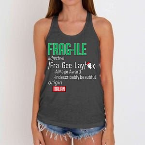 Funny Christmas Fragile Definition  Women's Knotted Racerback Tank