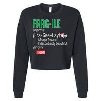 Funny Christmas Fragile Definition  Cropped Pullover Crew