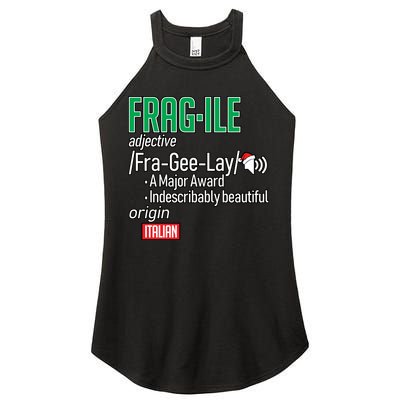 Funny Christmas Fragile Definition  Women's Perfect Tri Rocker Tank