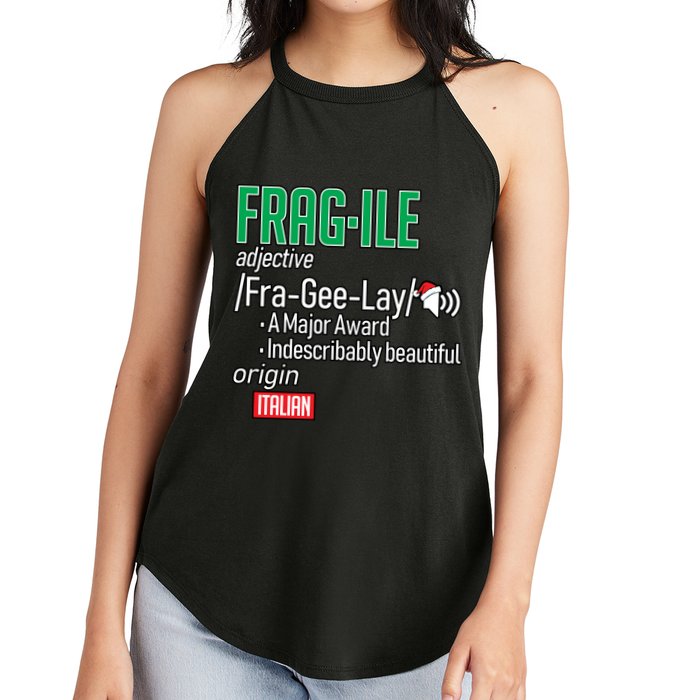 Funny Christmas Fragile Definition  Women's Perfect Tri Rocker Tank