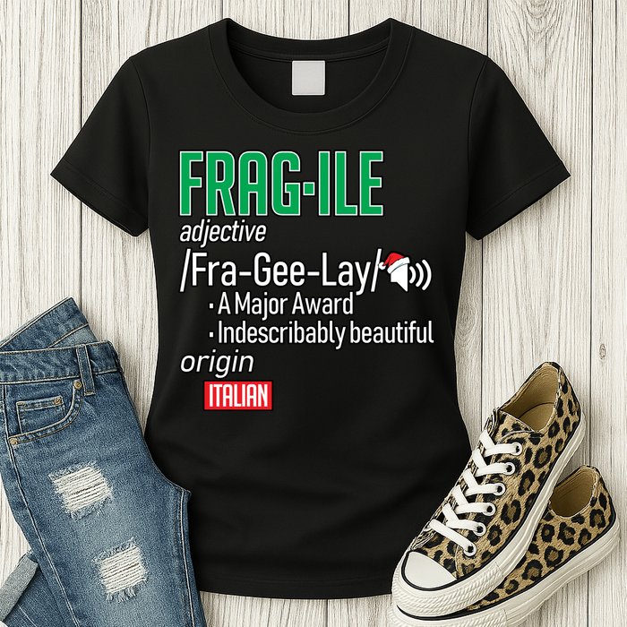 Funny Christmas Fragile Definition  Womens T-Shirt