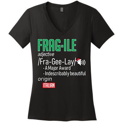 Funny Christmas Fragile Definition  Women's V-Neck T-Shirt