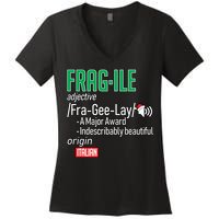 Funny Christmas Fragile Definition  Women's V-Neck T-Shirt