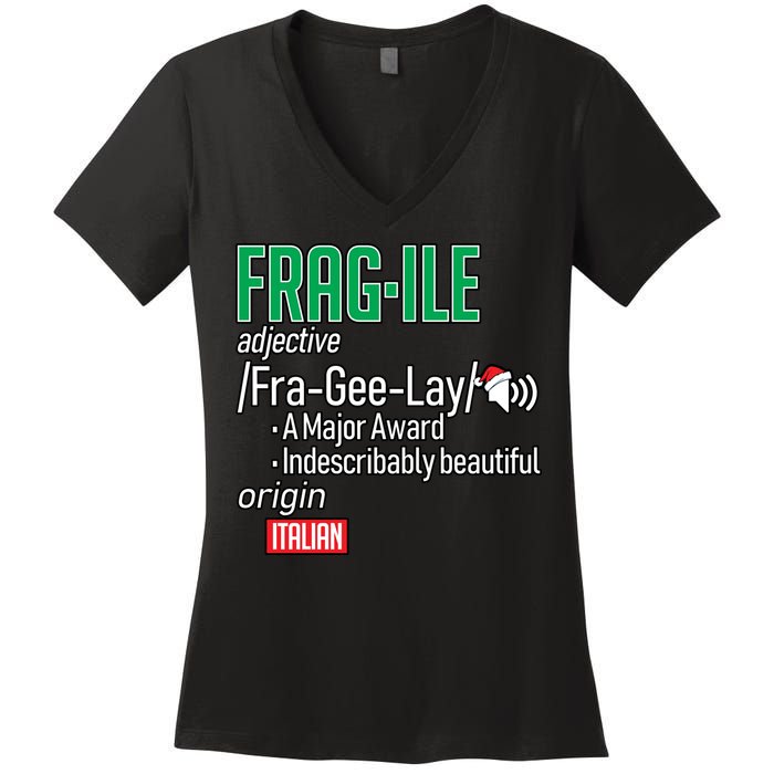 Funny Christmas Fragile Definition  Women's V-Neck T-Shirt