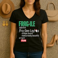 Funny Christmas Fragile Definition  Women's V-Neck T-Shirt