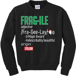 Funny Christmas Fragile Definition  Kids Sweatshirt