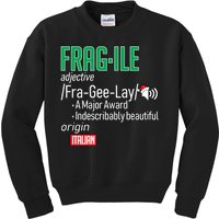 Funny Christmas Fragile Definition  Kids Sweatshirt