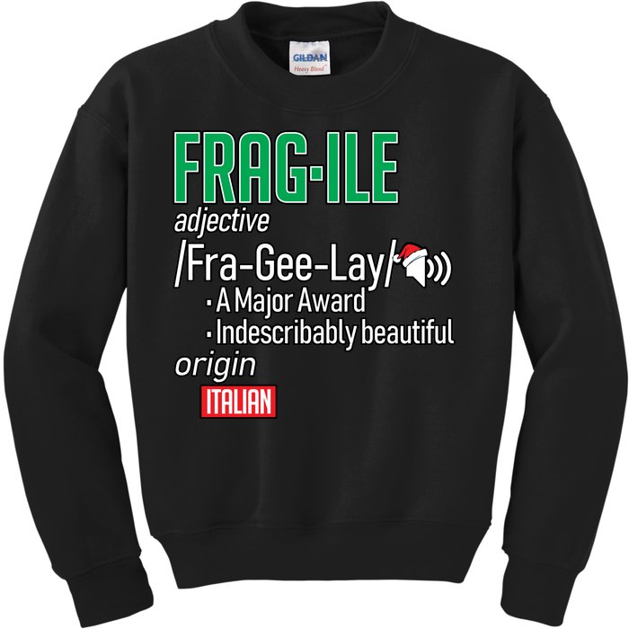 Funny Christmas Fragile Definition  Kids Sweatshirt