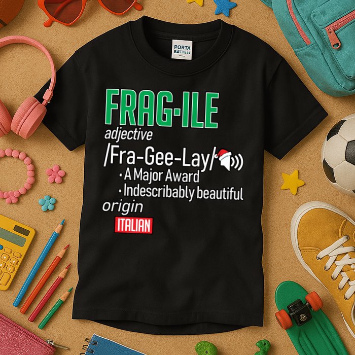 Funny Christmas Fragile Definition  Kids T-Shirt