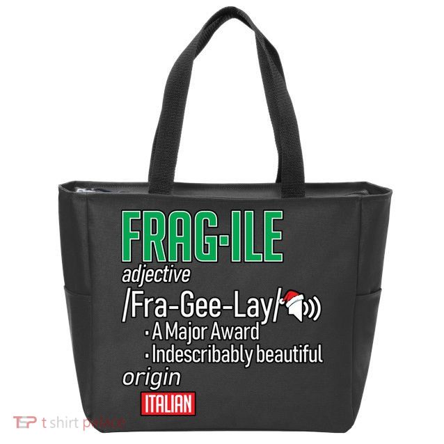 Funny Christmas Fragile Definition  Zip Tote Bag