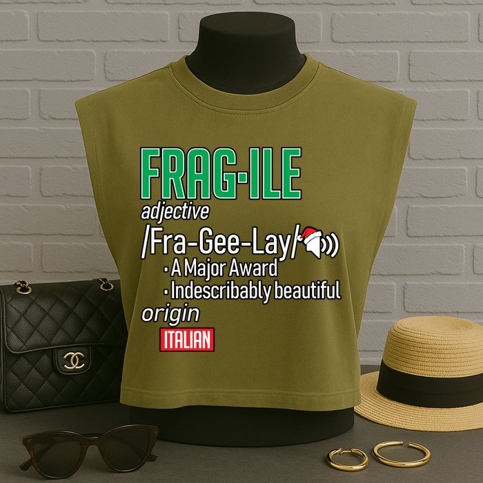 Funny Christmas Fragile Definition  Garment-Dyed Women's Muscle Tee