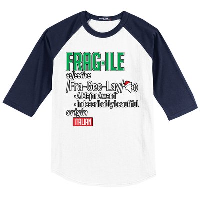 Funny Christmas Fragile Definition  Baseball Sleeve Shirt