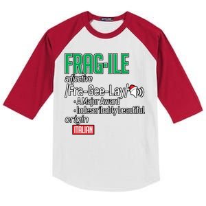 Funny Christmas Fragile Definition  Kids Colorblock Raglan Jersey