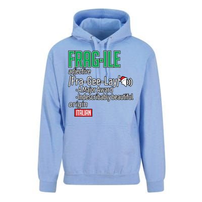 Funny Christmas Fragile Definition  Unisex Surf Hoodie