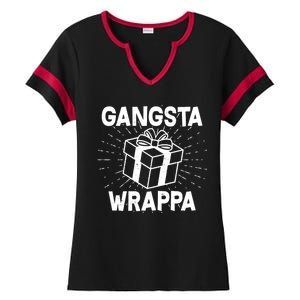 Funny Christmas Gangsta Wrappa Ladies Halftime Notch Neck Tee