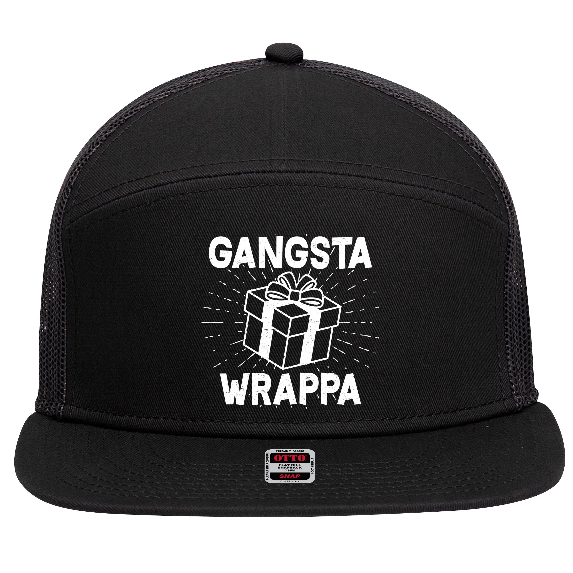 Funny Christmas Gangsta Wrappa 7 Panel Mesh Trucker Snapback Hat
