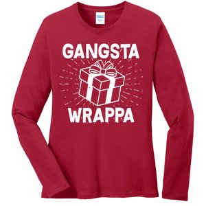 Funny Christmas Gangsta Wrappa Ladies Long Sleeve Shirt