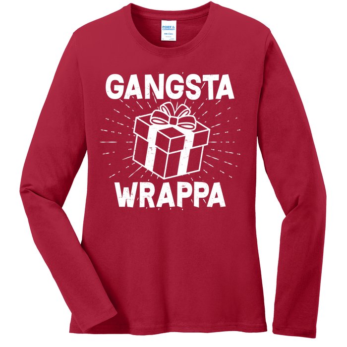 Funny Christmas Gangsta Wrappa Ladies Long Sleeve Shirt