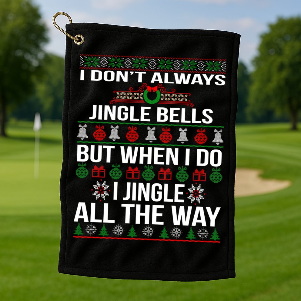 Funny Christmas I Jingle All The Way Golf Towel