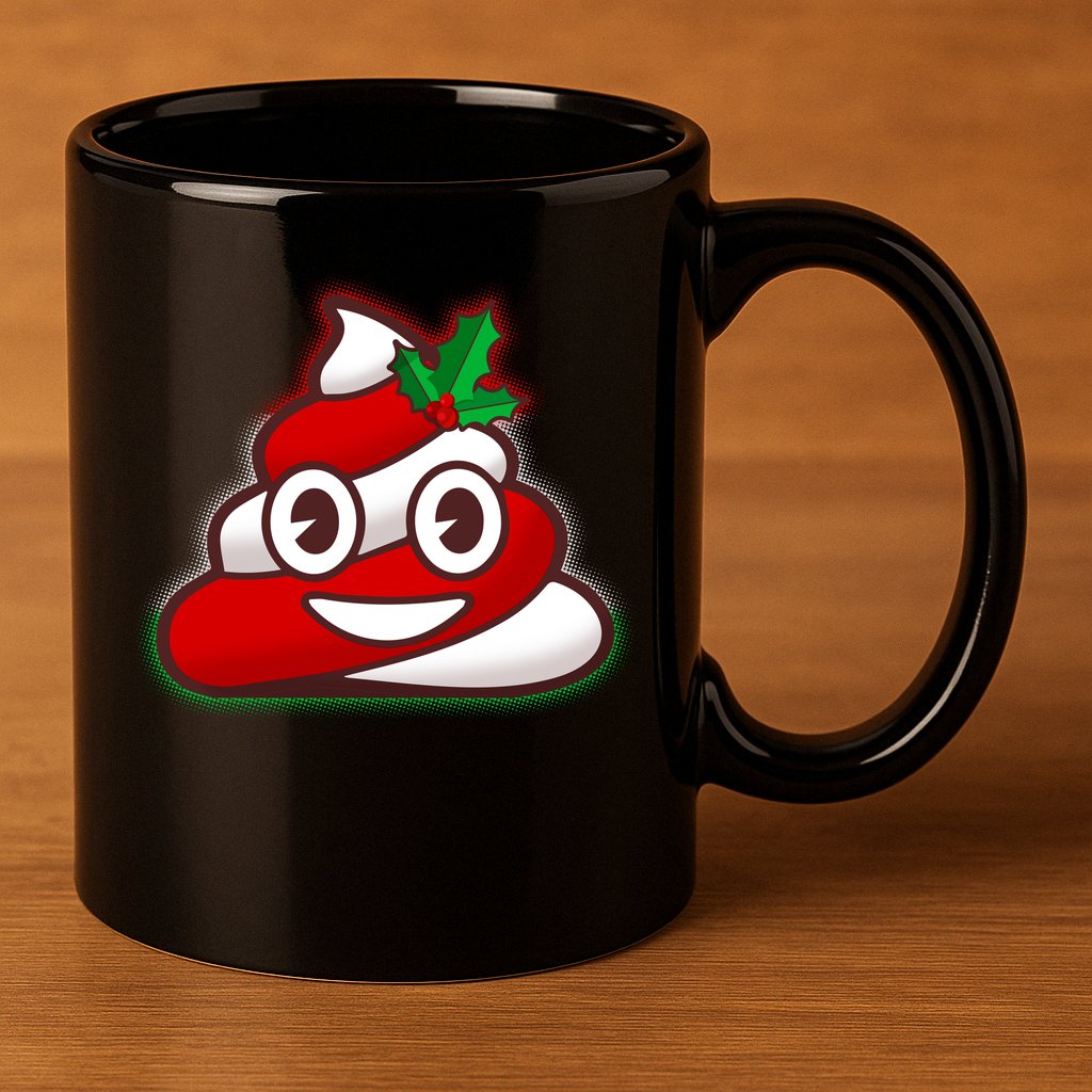 Funny Christmas Poop Emoji 11oz C Handle Ceramic Mug