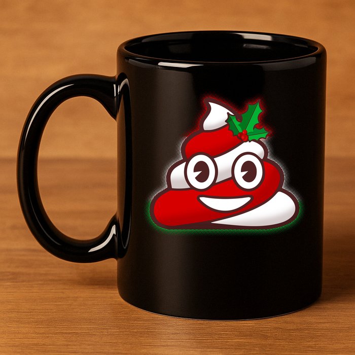 Funny Christmas Poop Emoji 11oz C Handle Ceramic Mug