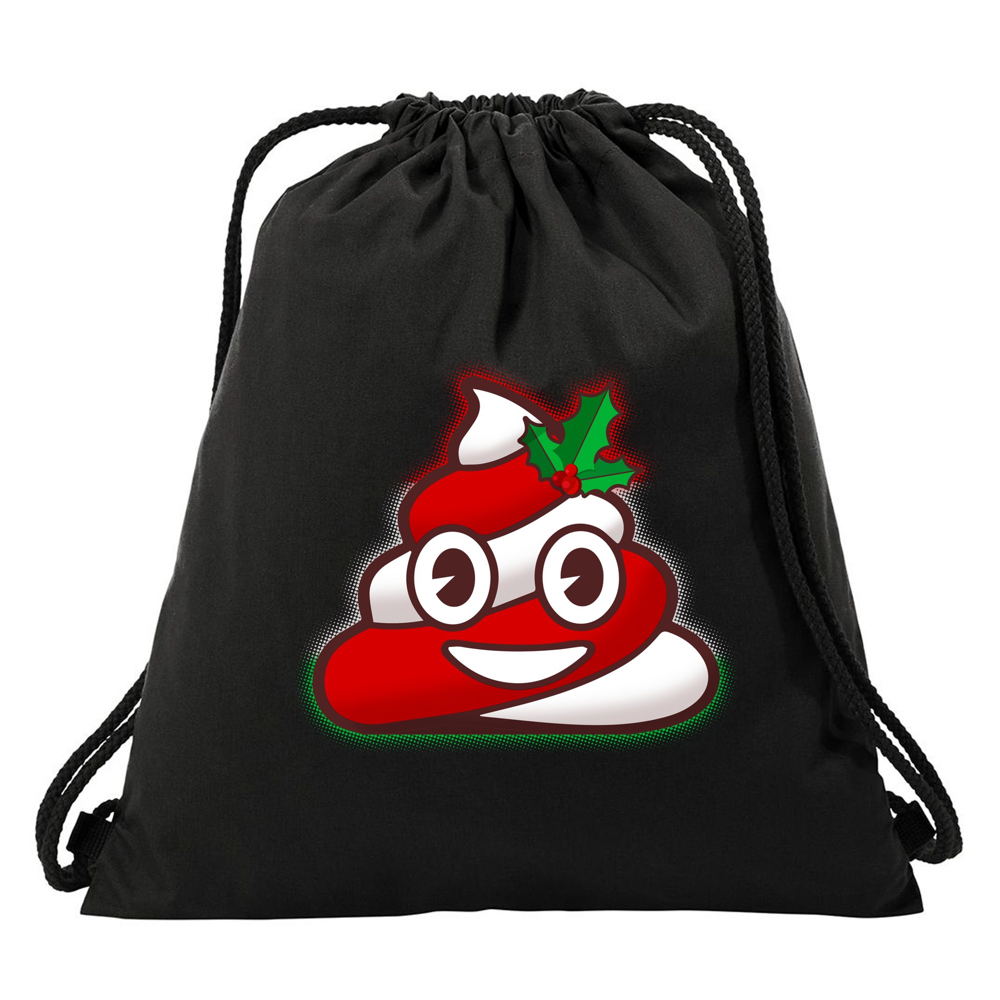 Funny Christmas Poop Emoji Drawstring Bag