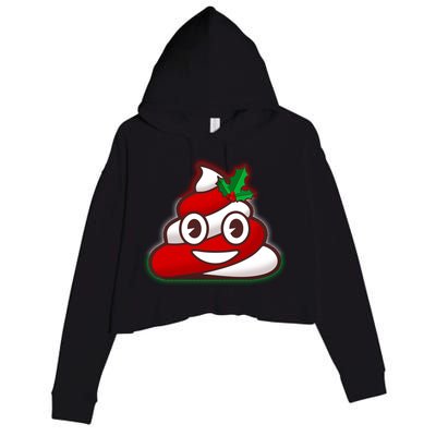 Funny Christmas Poop Emoji Crop Fleece Hoodie