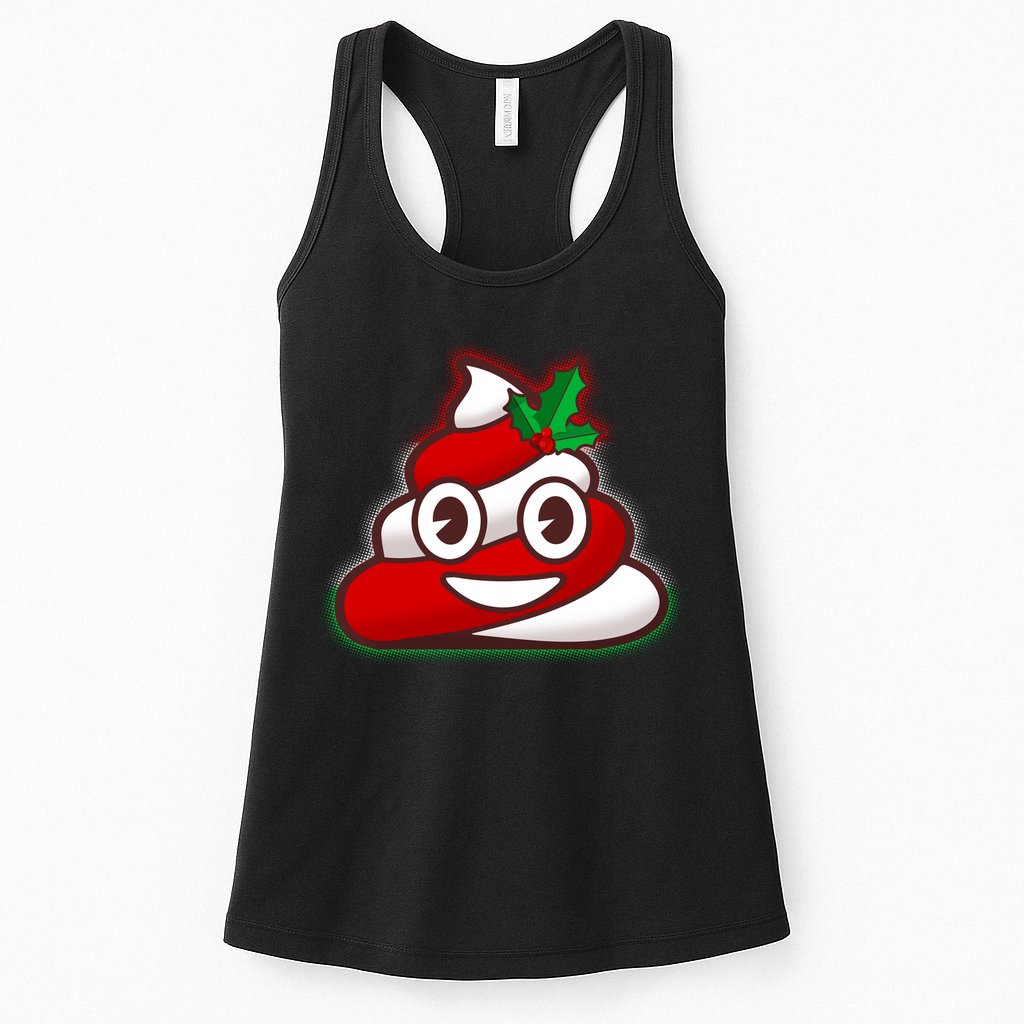 Funny Christmas Poop Emoji Womens Tank Top