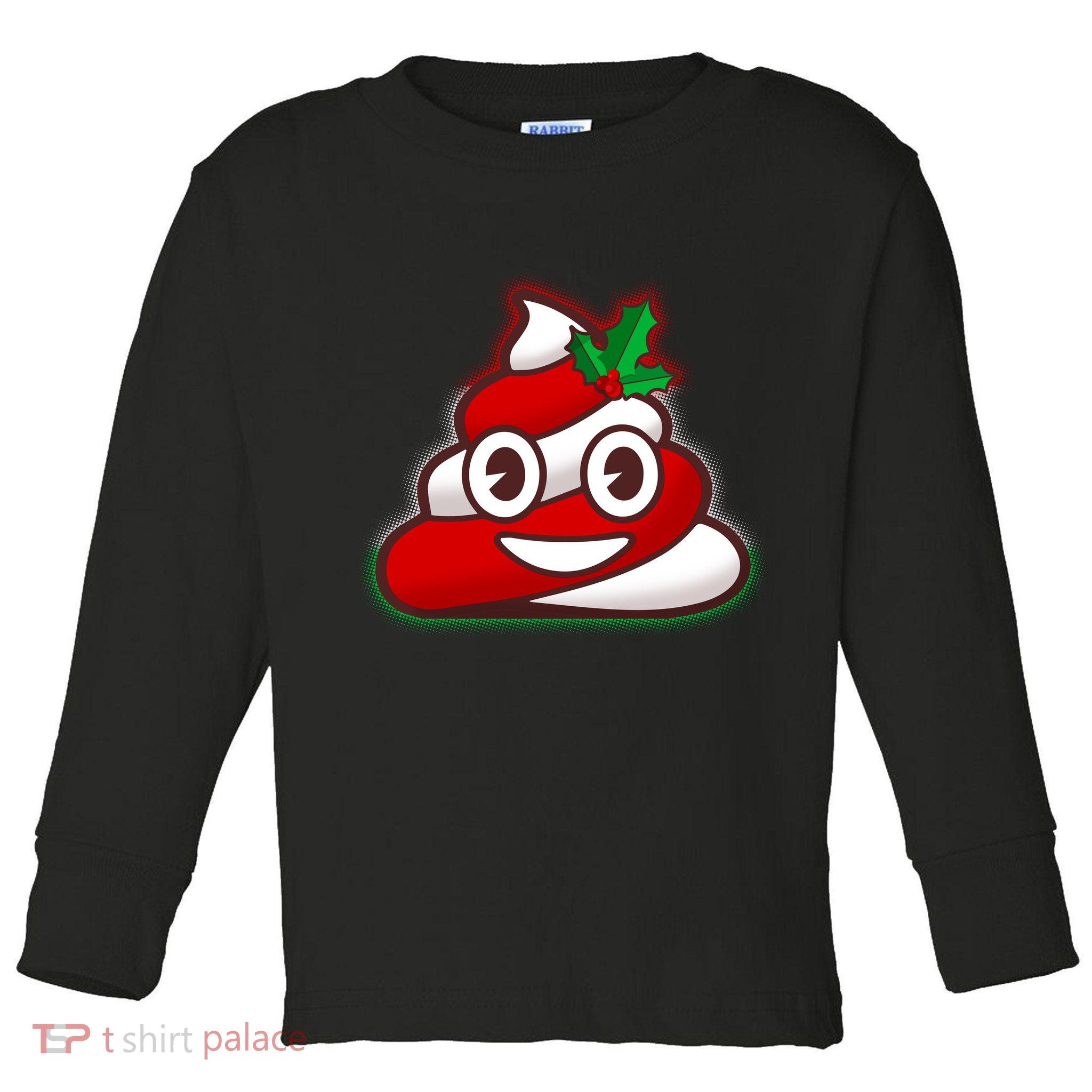 Funny Christmas Poop Emoji Toddler Long Sleeve Shirt