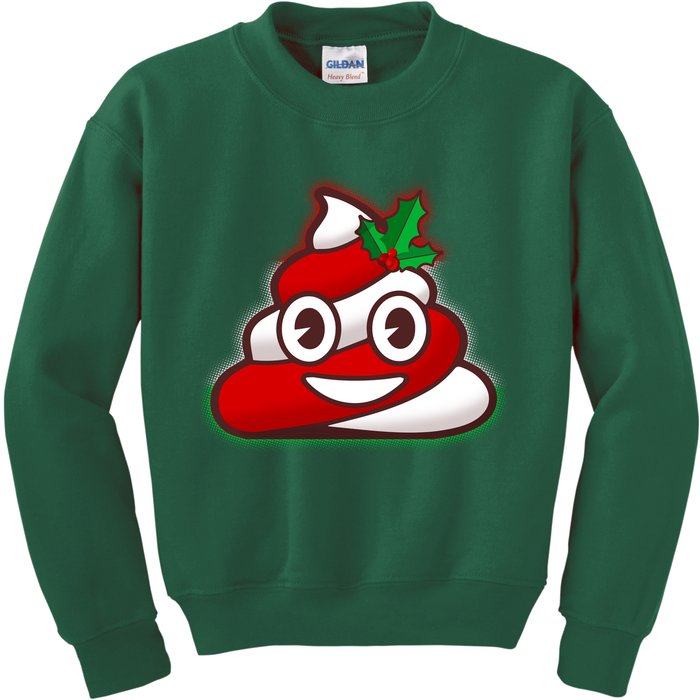 Funny Christmas Poop Emoji Kids Sweatshirt