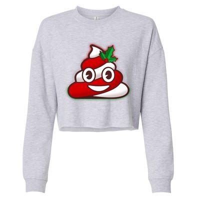 Funny Christmas Poop Emoji Cropped Pullover Crew