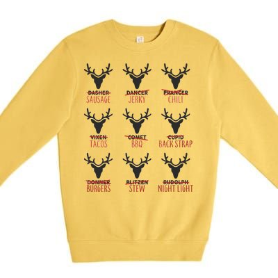 Funny Christmas Reindeer Names Premium Crewneck Sweatshirt