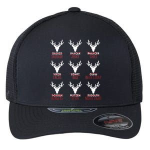 Funny Christmas Reindeer Names Flexfit Unipanel Trucker Cap