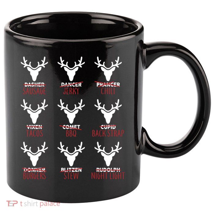 Funny Christmas Reindeer Names 11oz C Handle Ceramic Mug