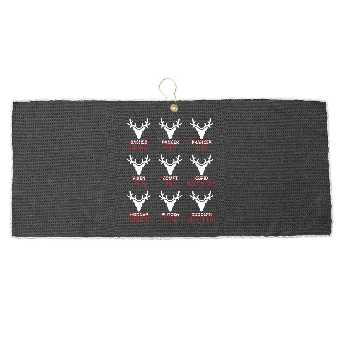 Funny Christmas Reindeer Names Large Microfiber Waffle Golf Towel