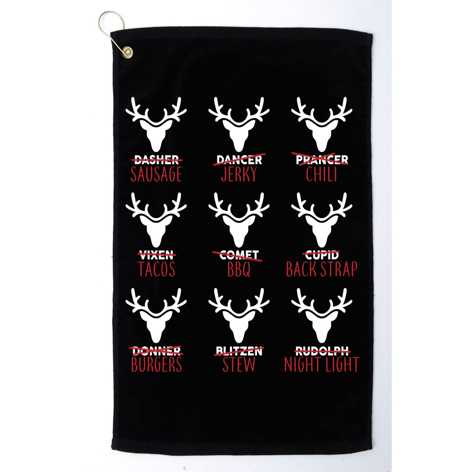 Funny Christmas Reindeer Names Golf Towel