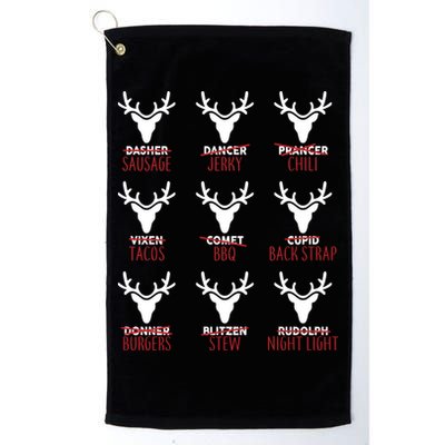 Funny Christmas Reindeer Names Platinum Collection Golf Towel