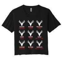 Funny Christmas Reindeer Names Women's Crop Top Tee