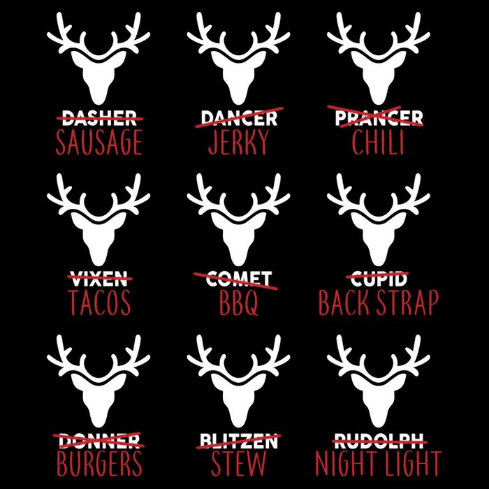 Funny Christmas Reindeer Names Women's Crop Top Tee