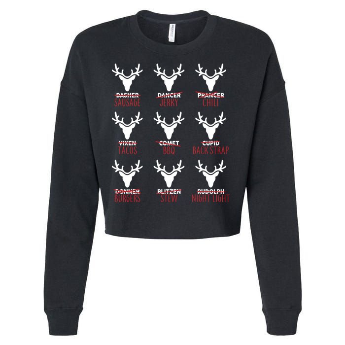 Funny Christmas Reindeer Names Cropped Pullover Crew