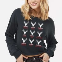 Funny Christmas Reindeer Names Cropped Pullover Crew