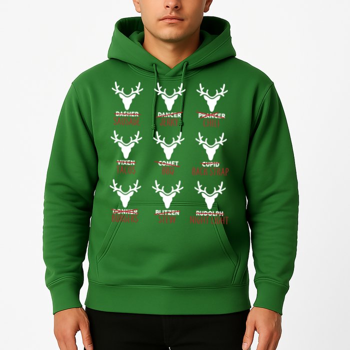 Funny Christmas Reindeer Names Hoodie