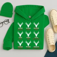 Funny Christmas Reindeer Names Hoodie