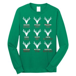 Funny Christmas Reindeer Names Long Sleeve Shirt