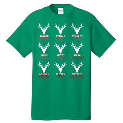 Funny Christmas Reindeer Names Tall T-Shirt