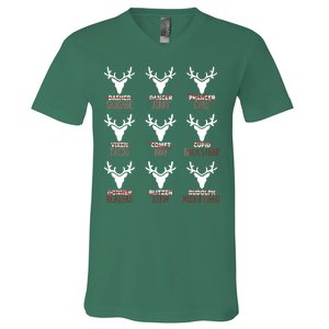 Funny Christmas Reindeer Names V-Neck T-Shirt