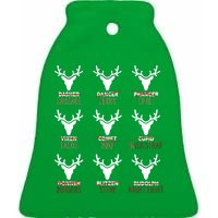 Funny Christmas Reindeer Names Ceramic Bell Ornament