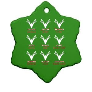 Funny Christmas Reindeer Names Ceramic Star Ornament