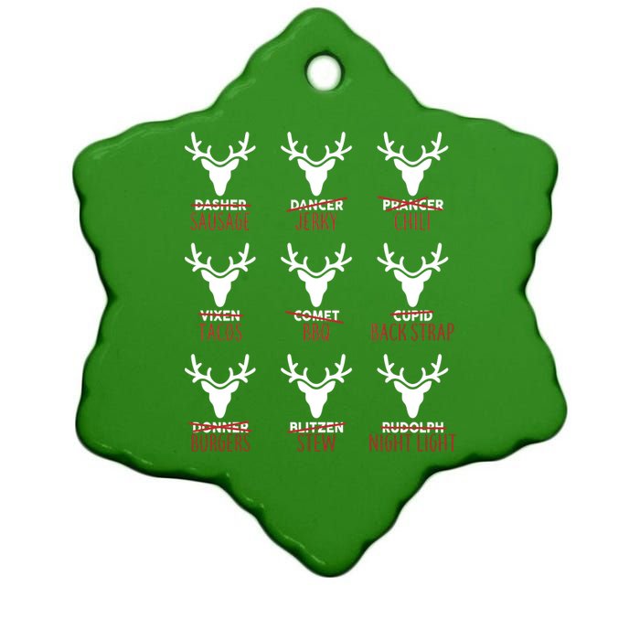 Funny Christmas Reindeer Names Ceramic Star Ornament